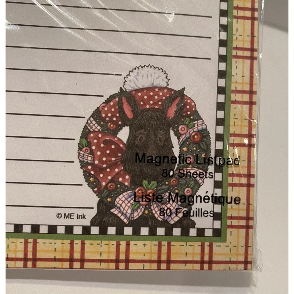 Mary Engelbreit Scottie Terrier Dog Christmas Magnetic Listpad Paper New 2010